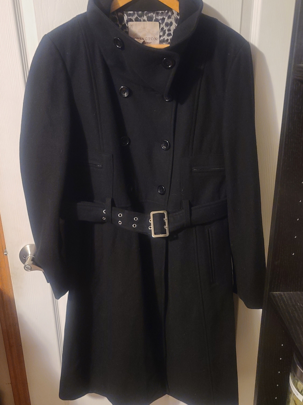 Covington Black Double-Breasted Belted Trench Coat